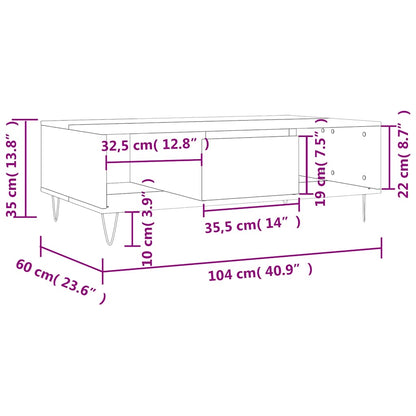 Tavolino da Salotto Bianco 104x60x35 cm in Legno Multistrato | homemem39