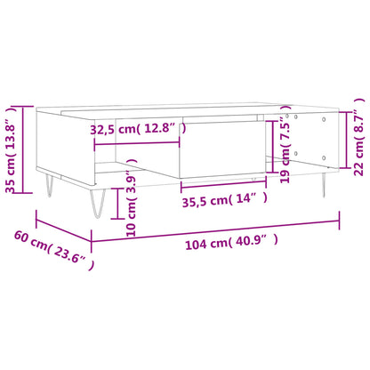 Tavolino da Salotto Rovere Sonoma 104x60x35cm Legno Multistrato | homemem39