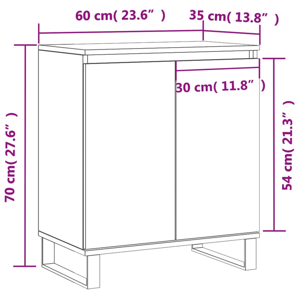 Credenza Grigio Cemento 60x35x70 cm in Legno Multistrato - homemem39