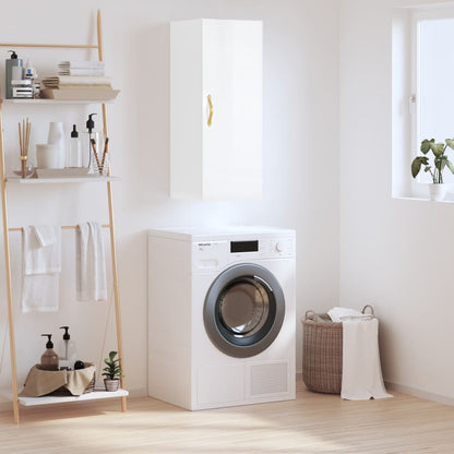 Mobile a Parete Bianco Lucido 34,5x34x90 cm - homemem39