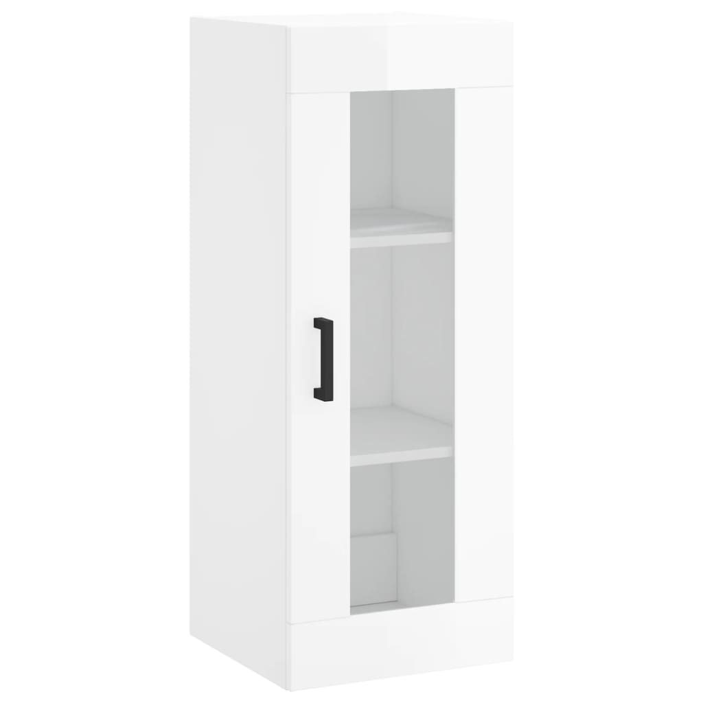 Mobile a Parete Bianco Lucido 34,5x34x90 cm - homemem39