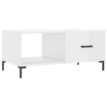 Tavolino da Salotto Bianco Lucido 90x50x40 cm Legno Multistrato | homemem39