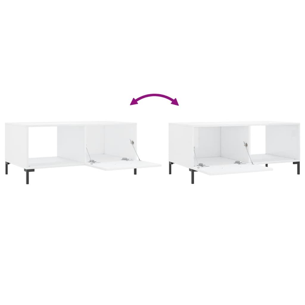 Tavolino da Salotto Bianco Lucido 90x50x40 cm Legno Multistrato | homemem39
