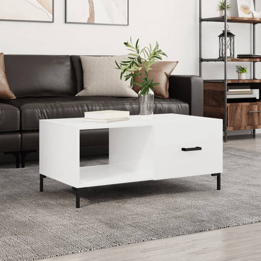 Tavolino da Salotto Bianco Lucido 90x50x40 cm Legno Multistrato | homemem39