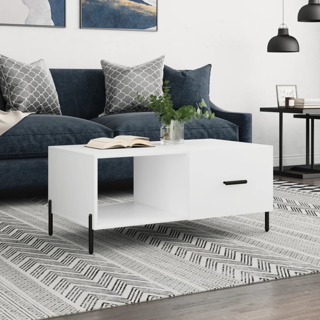 Tavolino da Salotto Bianco 90x50x40 cm in Legno Multistrato | homemem39