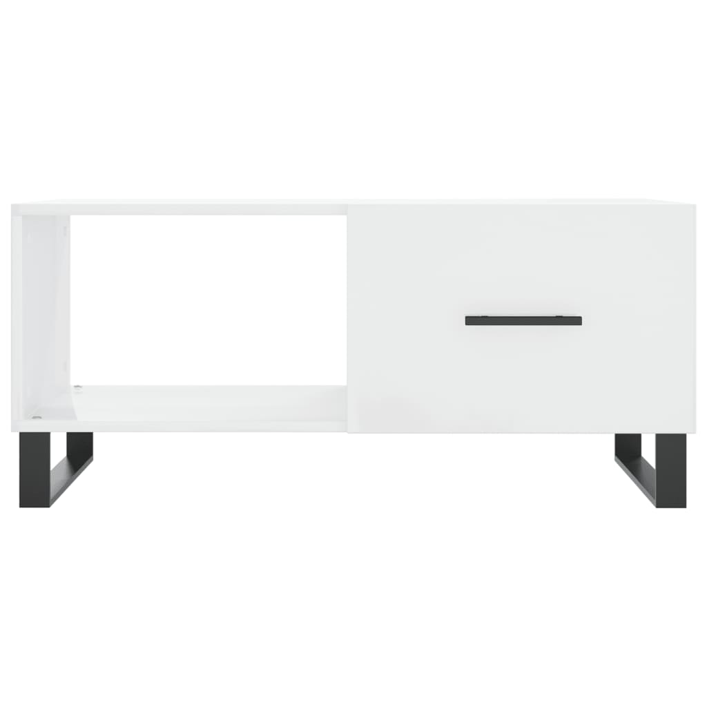 Tavolino da Salotto Bianco Lucido 90x50x40 cm Legno Multistrato