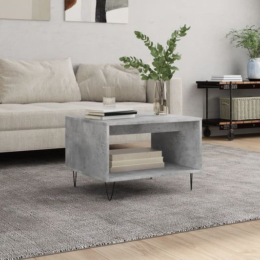 Tavolino da Salotto Grigio Cemento 60x50x40cm Legno Multistrato | homemem39