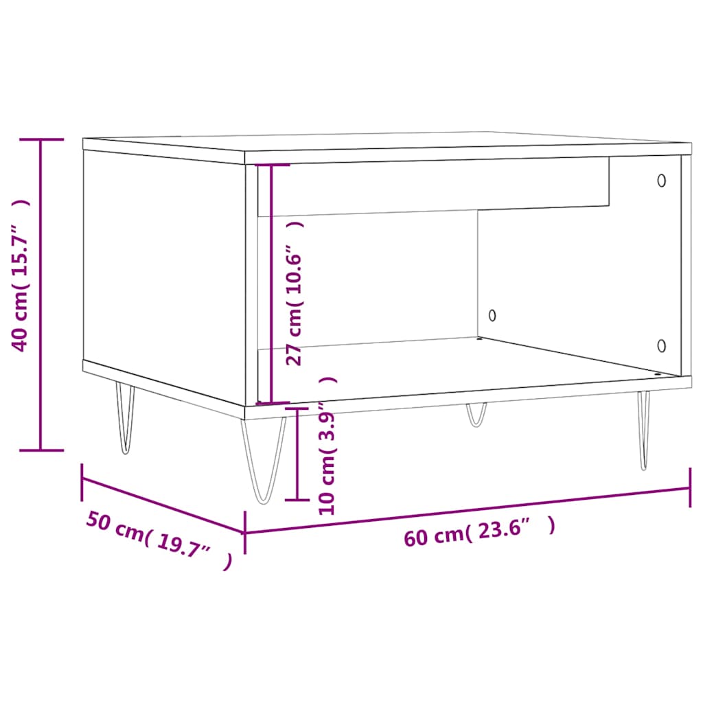 Tavolino da Salotto Rovere Fumo 60x50x40 cm Legno Multistrato | homemem39
