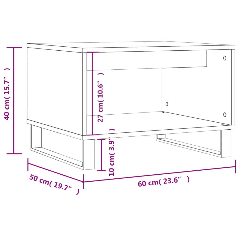 Tavolino da Salotto Bianco 60x50x40 cm in Legno Multistrato | homemem39