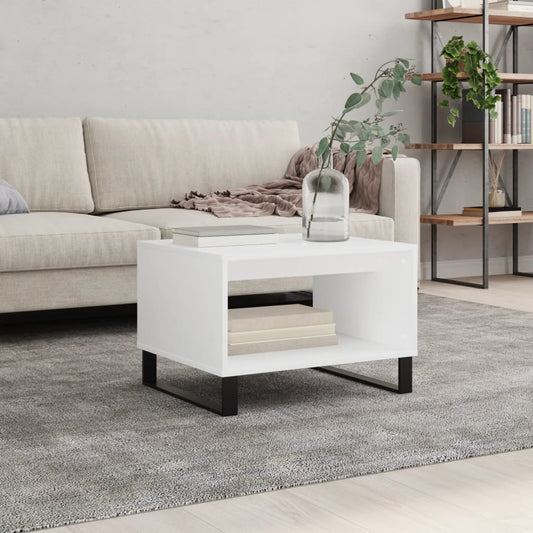 Tavolino da Salotto Bianco 60x50x40 cm in Legno Multistrato | homemem39