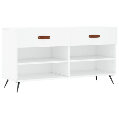 Panca Porta Scarpe Bianca 102x35x55 cm in Legno Multistrato - homemem39