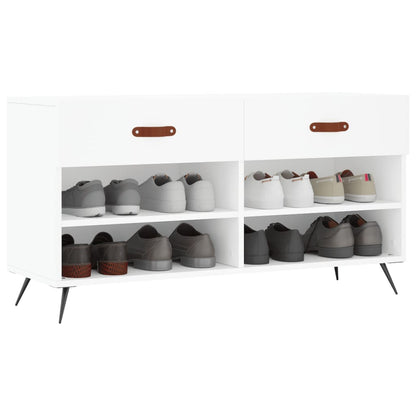 Panca Porta Scarpe Bianca 102x35x55 cm in Legno Multistrato - homemem39