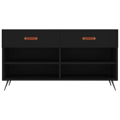 Panca Porta Scarpe Nera 102x35x55 cm in Legno Multistrato - homemem39