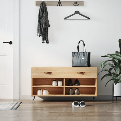 Panca Porta Scarpe Rovere Sonoma 102x35x55 cm Legno Multistrato - homemem39