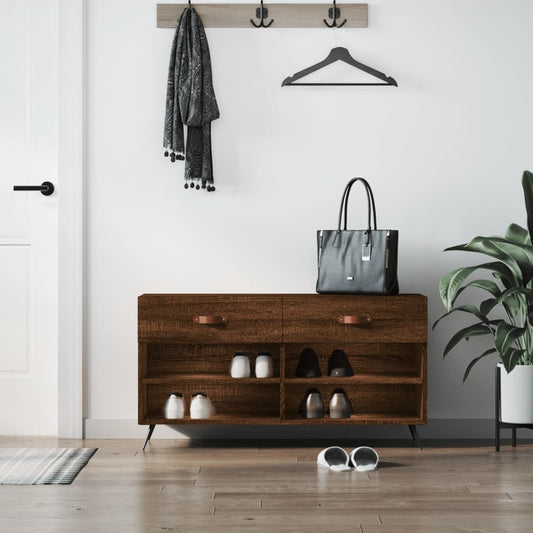 Panca Porta Scarpe Rovere Marrone 102x35x55cm Legno Multistrato - homemem39