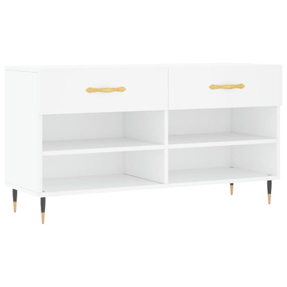 Panca Porta Scarpe Bianca 102x35x55 cm in Legno Multistrato - homemem39