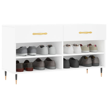 Panca Porta Scarpe Bianca 102x35x55 cm in Legno Multistrato - homemem39