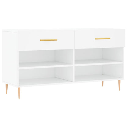 Panca Porta Scarpe Bianca 102x35x55 cm in Legno Multistrato - homemem39