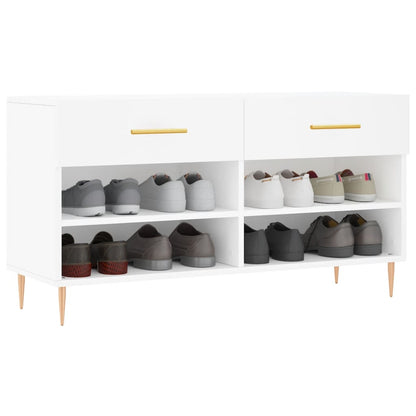 Panca Porta Scarpe Bianca 102x35x55 cm in Legno Multistrato - homemem39