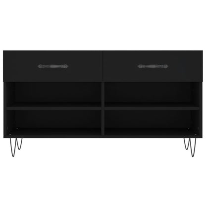 Panca Porta Scarpe Nera 102x35x55 cm in Legno Multistrato