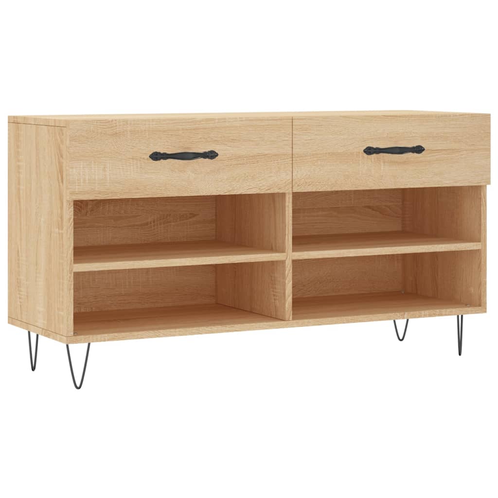 Panca Porta Scarpe Rovere Sonoma 102x35x55 cm Legno Multistrato - homemem39