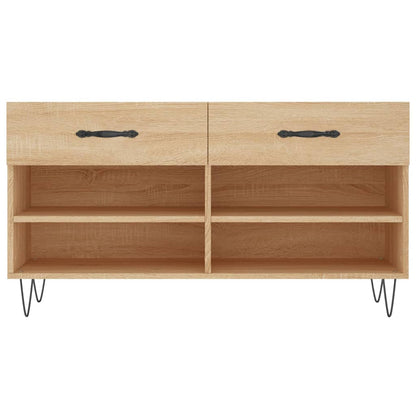 Panca Porta Scarpe Rovere Sonoma 102x35x55 cm Legno Multistrato - homemem39