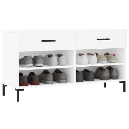 Panca Porta Scarpe Bianca 102x35x55 cm in Legno Multistrato - homemem39