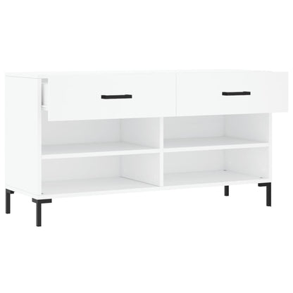 Panca Porta Scarpe Bianca 102x35x55 cm in Legno Multistrato - homemem39