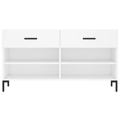 Panca Porta Scarpe Bianca 102x35x55 cm in Legno Multistrato - homemem39