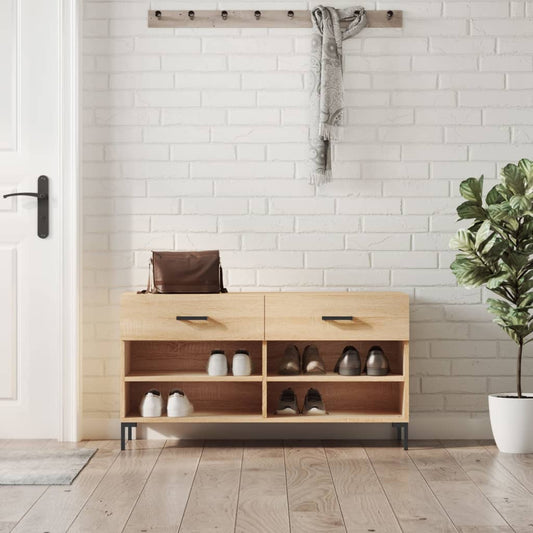 Panca Porta Scarpe Rovere Sonoma 102x35x55 cm Legno Multistrato - homemem39