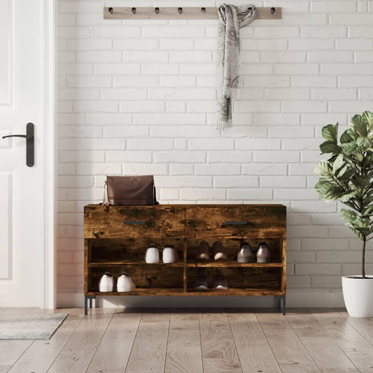 Panca Porta Scarpe Rovere Fumo 102x35x55 cm Legno Multistrato - homemem39
