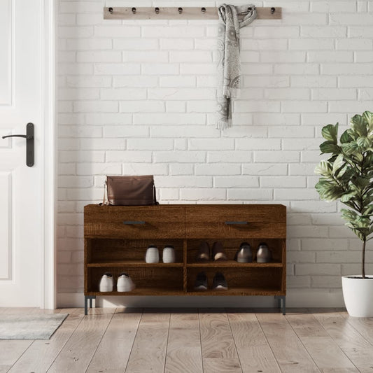 Panca Porta Scarpe Rovere Marrone 102x35x55cm Legno Multistrato - homemem39