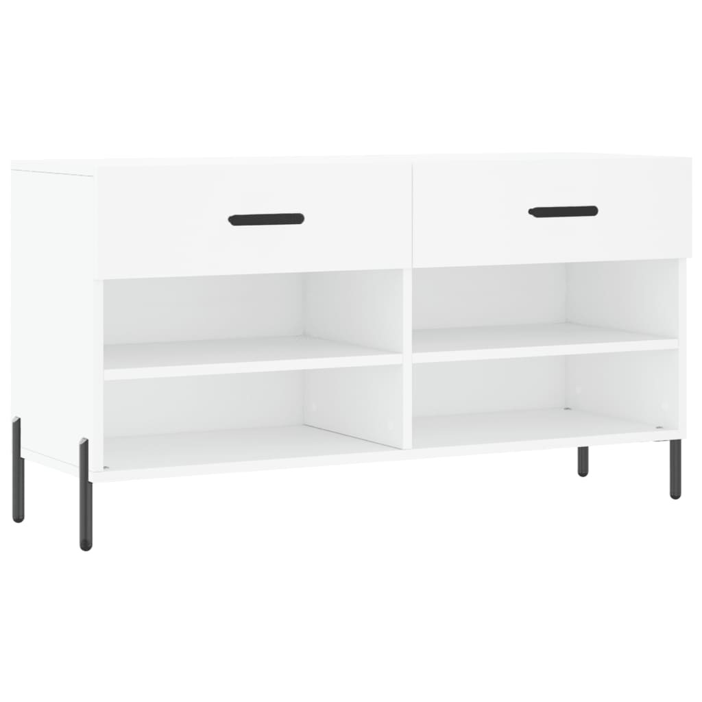 Panca Porta Scarpe Bianca 102x35x55 cm in Legno Multistrato - homemem39