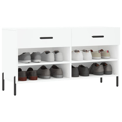 Panca Porta Scarpe Bianca 102x35x55 cm in Legno Multistrato - homemem39