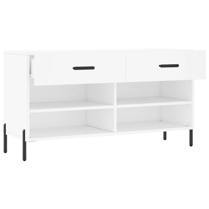 Panca Porta Scarpe Bianca 102x35x55 cm in Legno Multistrato - homemem39