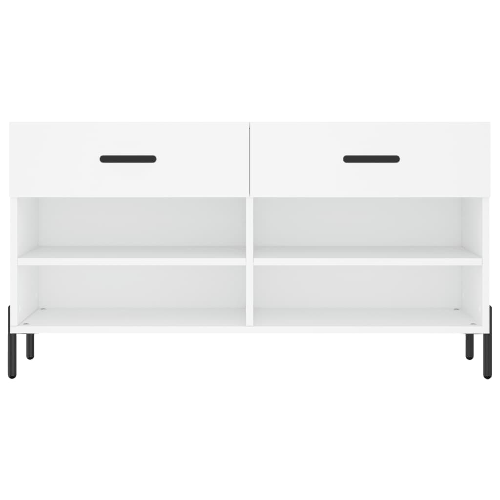 Panca Porta Scarpe Bianca 102x35x55 cm in Legno Multistrato - homemem39