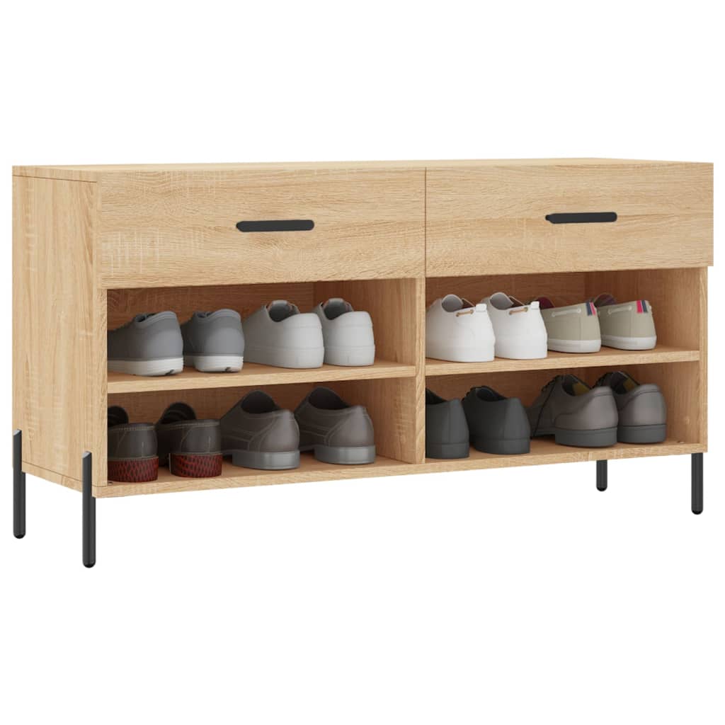 Panca Porta Scarpe Rovere Sonoma 102x35x55 cm Legno Multistrato - homemem39