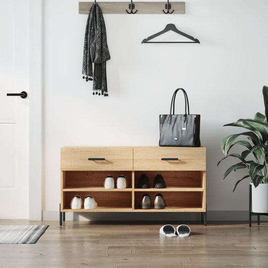 Panca Porta Scarpe Rovere Sonoma 102x35x55 cm Legno Multistrato - homemem39