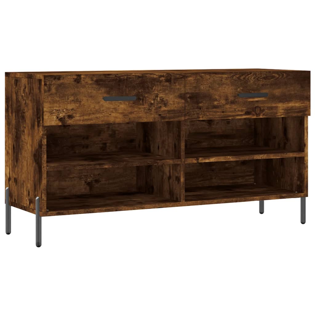 Panca Porta Scarpe Rovere Fumo 102x35x55 cm Legno Multistrato - homemem39