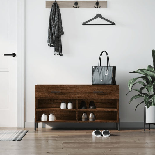 Panca Porta Scarpe Rovere Marrone 102x35x55cm Legno Multistrato - homemem39