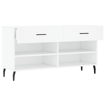 Panca Porta Scarpe Bianca 102x35x55 cm in Legno Multistrato - homemem39