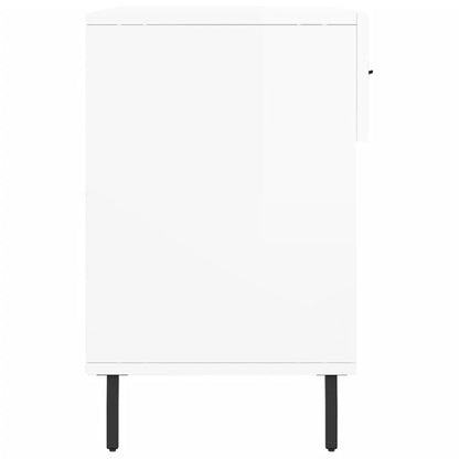 Panca Porta Scarpe Bianco Lucido 102x35x55 cm Legno Multistrato - homemem39