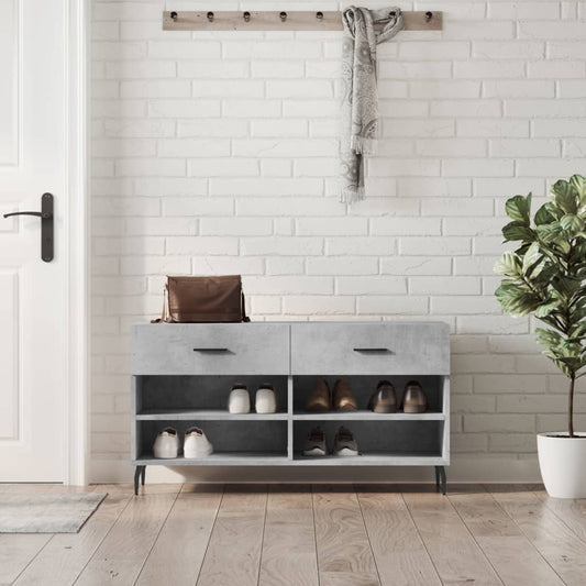 Panca Porta Scarpe Grigio Cemento 102x35x55cm Legno Multistrato - homemem39