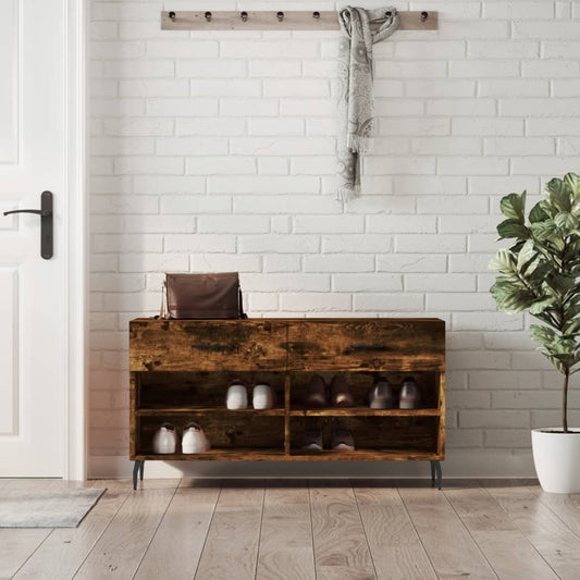 Panca Porta Scarpe Rovere Fumo 102x35x55 cm Legno Multistrato - homemem39