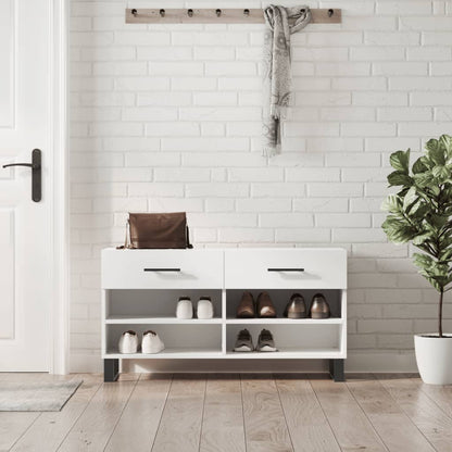 Panca Porta Scarpe Bianca 102x35x55 cm in Legno Multistrato - homemem39
