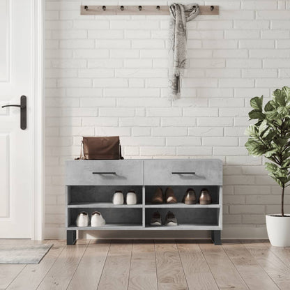 Panca Porta Scarpe Grigio Cemento 102x35x55cm Legno Multistrato - homemem39