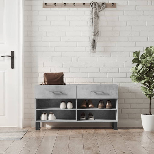 Panca Porta Scarpe Grigio Cemento 102x35x55cm Legno Multistrato - homemem39