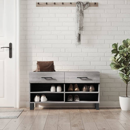 Panca Porta Scarpe Grigio Sonoma 102x35x55 cm Legno Multistrato - homemem39