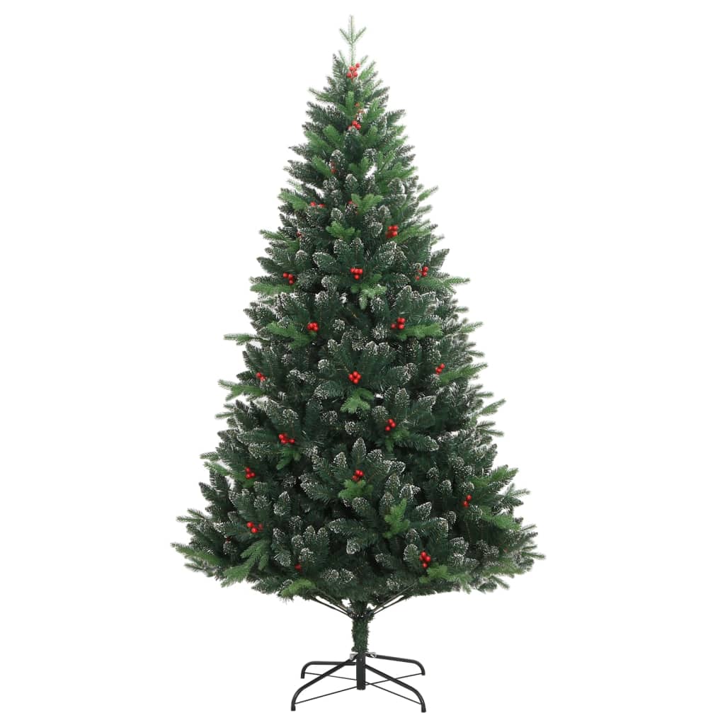 Albero Natale Artificiale Incernierato con Bacche Rosse 120 cm