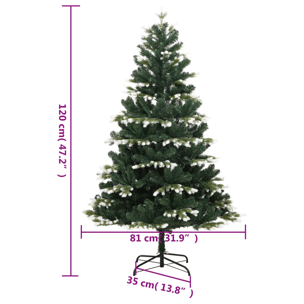 Albero Natale Artificiale Incernierato con Neve Fioccata 120 cm